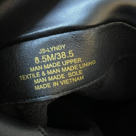 Black Faux Leather Knee-High Stiletto Heel Boots Size 8.5 Jessica Simpson - Picture 7 of 7